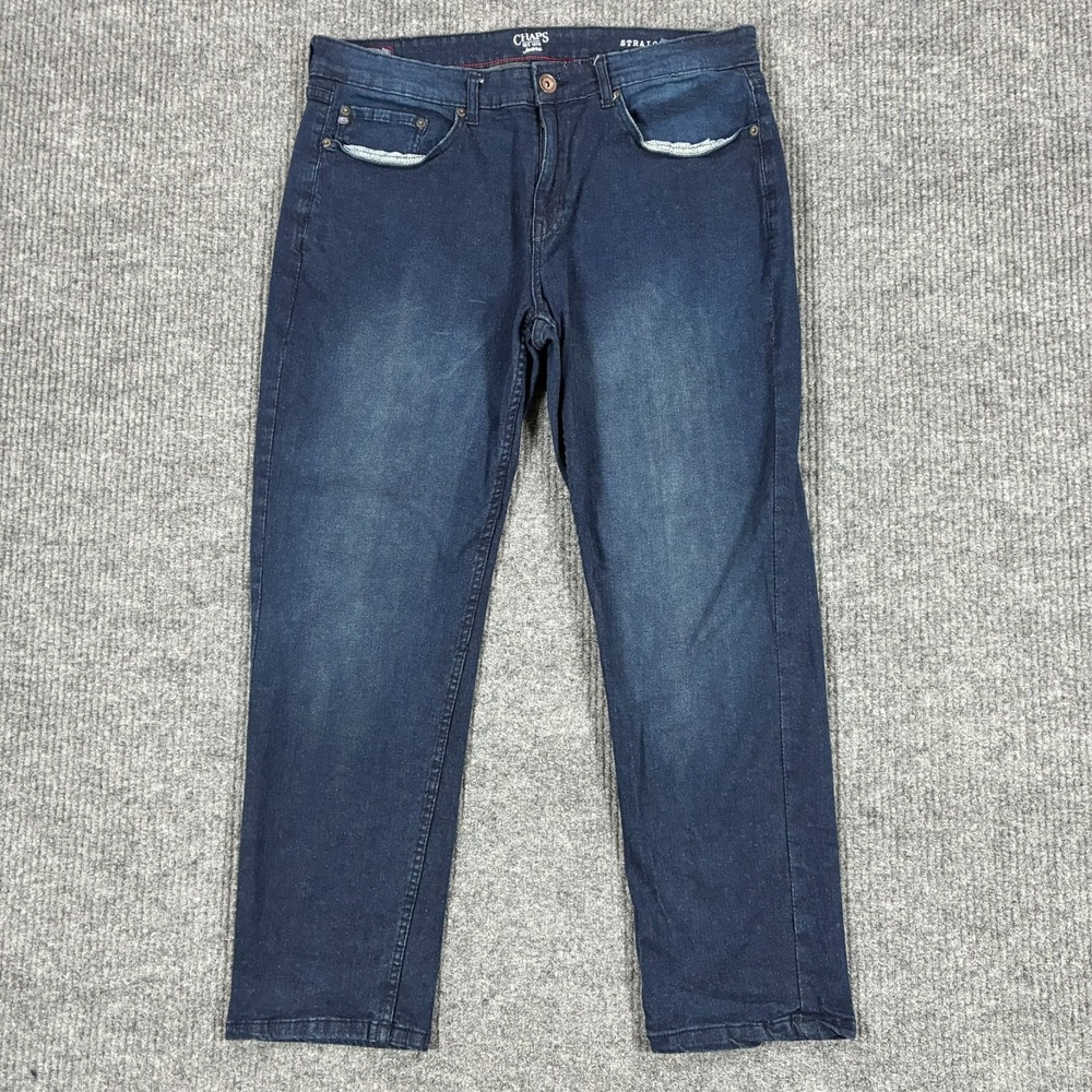 Chaps Straight Fit Jeans Mens Size 36x29 Dark Wash Stretch Classic Denim